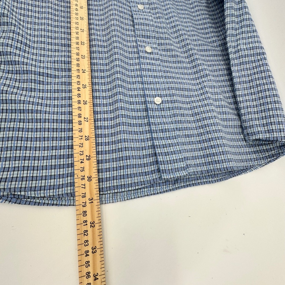 Eddie Bauer Mens Blue Plaid Seersucker Short Sleeve Button Down Shirt Size M - Picture 9 of 13